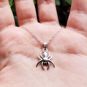 New Silver Spider Necklace